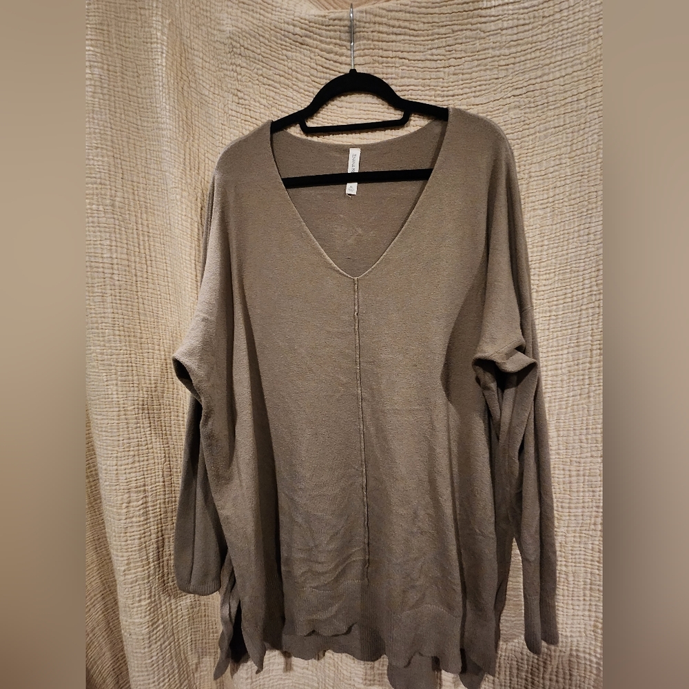 Long sleep v neck sweater